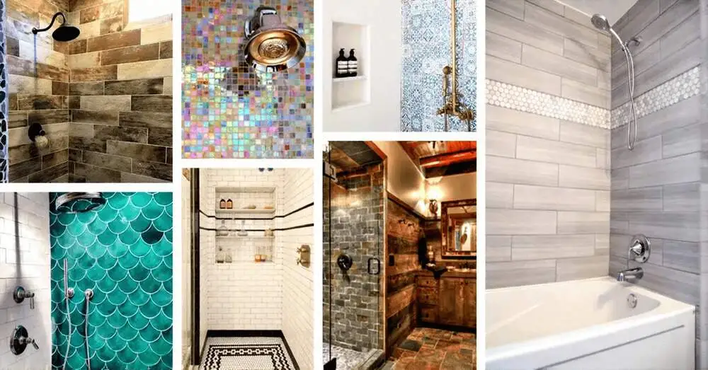 Different shower wall tile designs.